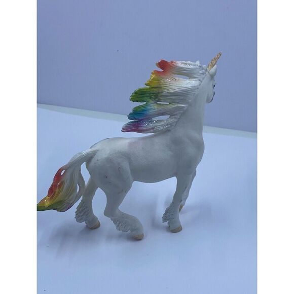 SCHLEICH D-73527 White Unicorn Rainbow Sparkle Mane Tail Germany - Picture 7 of 11